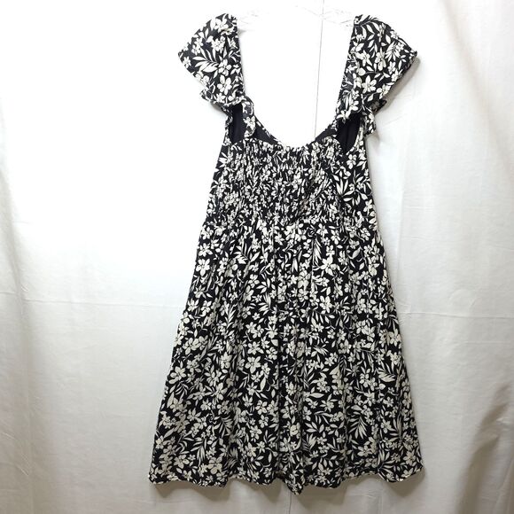 Old Navy Cami Mini Dress Black White Floral Sleeveless Lined Summer Casual Large - Picture 2 of 9
